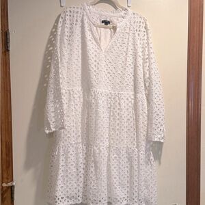 Elegant White Eyelet Dress